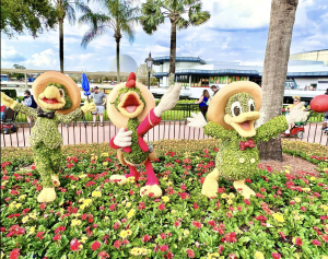 Colourful toparies around World Showcase wait to be discovered by guests.